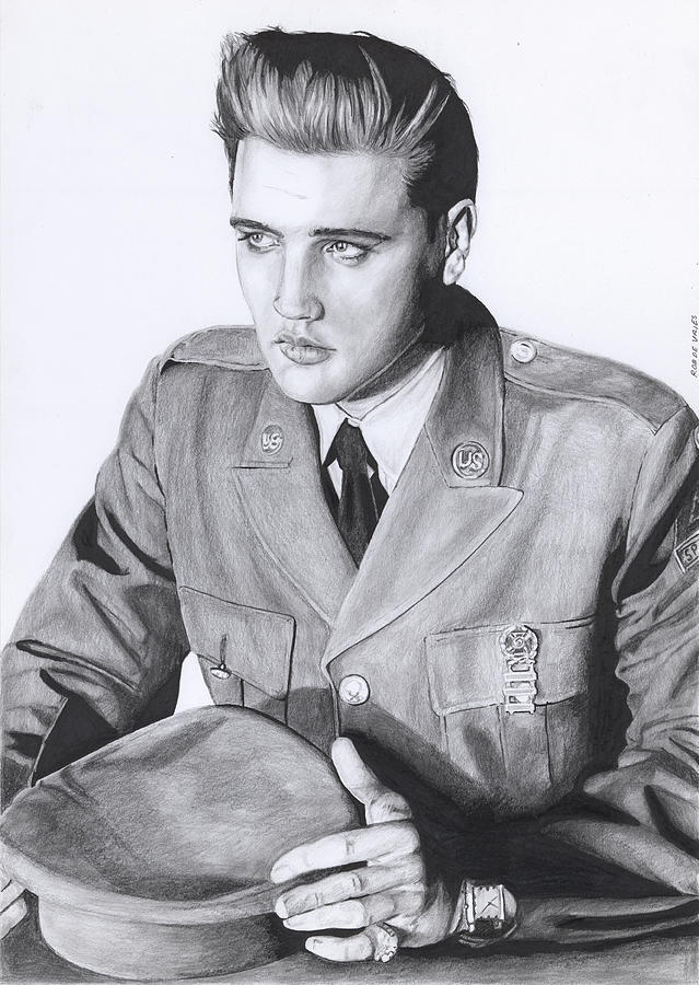 Elvis in Pencil #17 Drawing by Rob De Vries