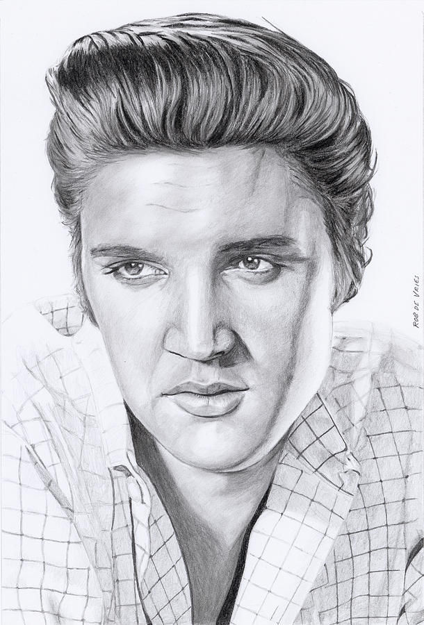 Elvis in Pencil #18 Drawing by Rob De Vries