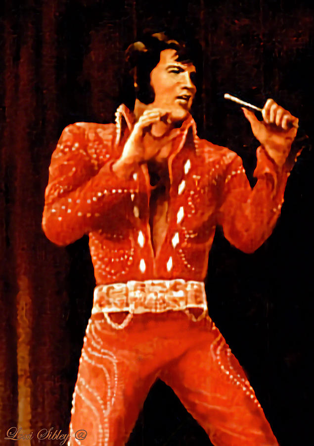 Elvis in red Painting by Loxi Sibley