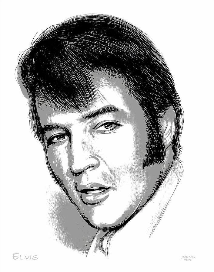 Elvis - INK Digital Art by Greg Joens