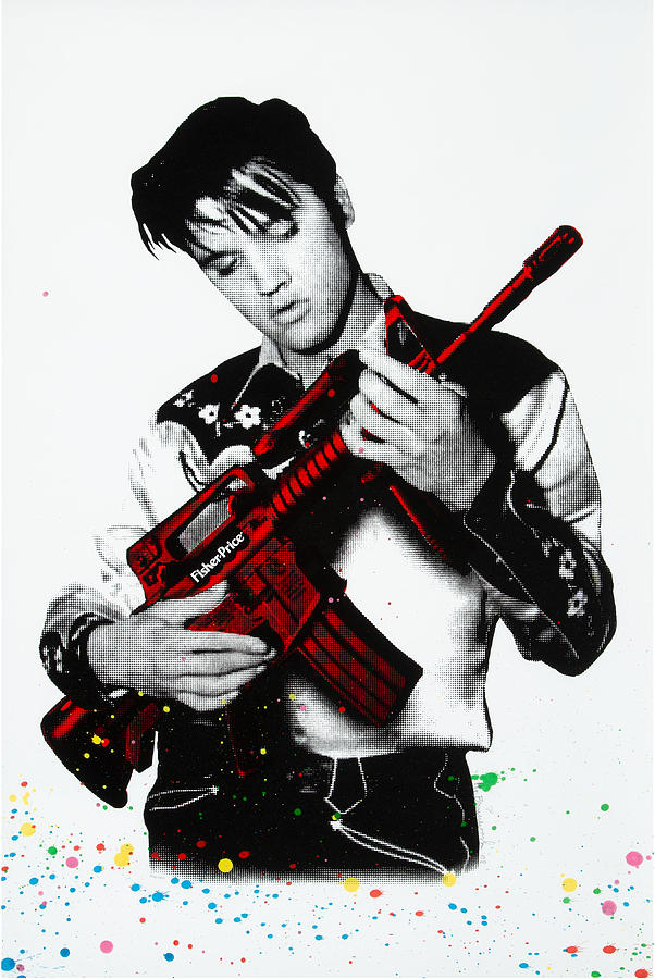 Elvis Machine Gun Guitar Photograph by My Banksy