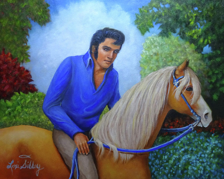 Elvis on Rising Sun Painting by Loxi Sibley
