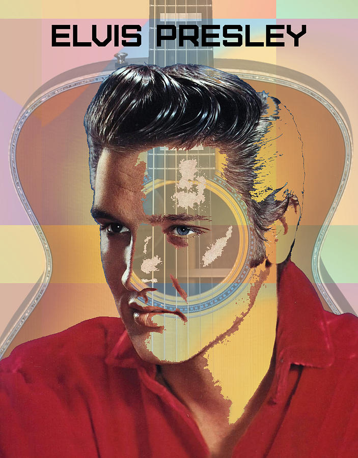 Elvis Presley and Guitar Mixed Media by Ronald Mills