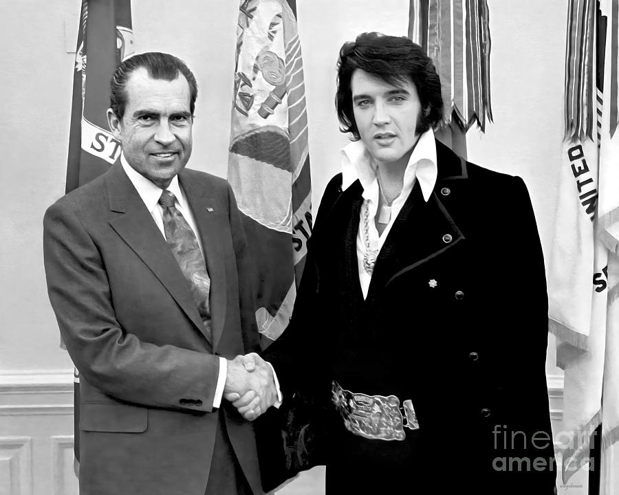 Elvis Presley Photograph - Elvis Presley And Richard Nixon Restored Photograph 20230618 by Wingsdomain Art and Photography