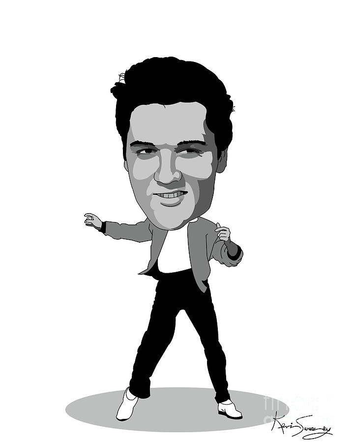 Elvis Presley Caricature Digital Art by Kevin Sweeney - Pixels