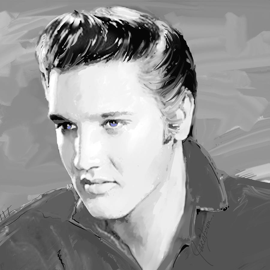 Elvis Presley I Silver Painting by Jackie Medow-Jacobson
