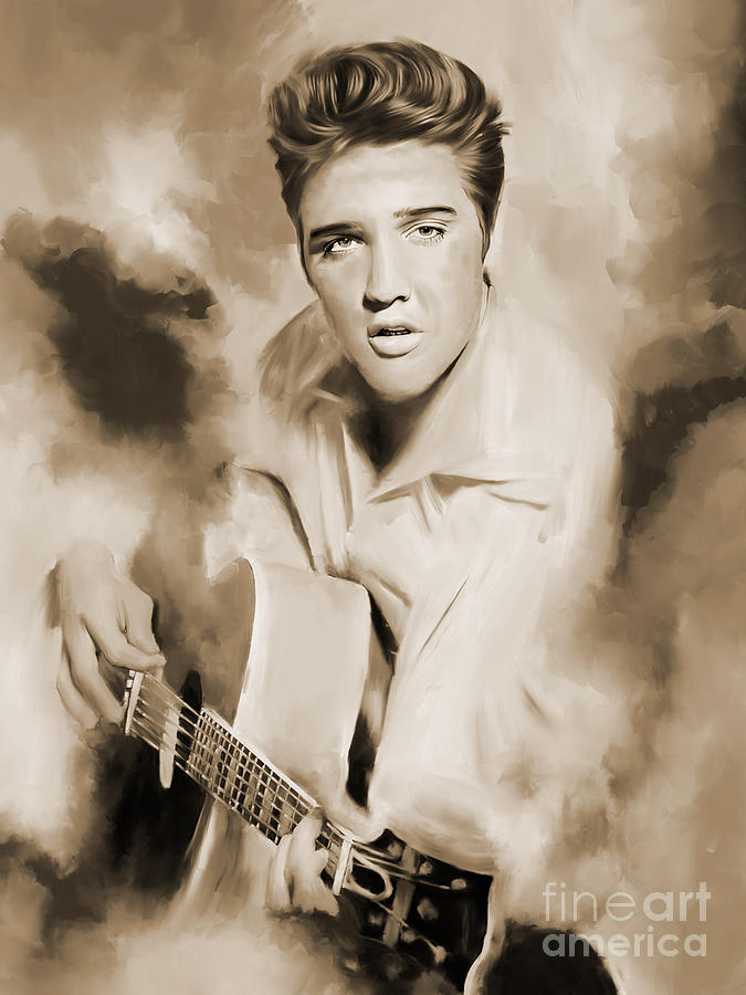Elvis Presley King of Rock and Roll  Painting by Gull G