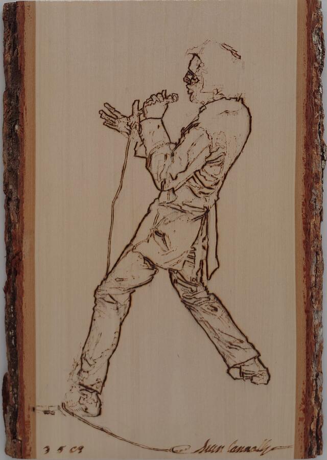 Elvis Presley Live 1968 Pyrography by Sean Connolly