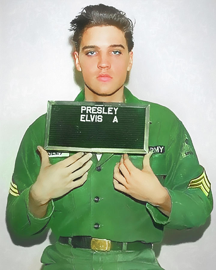 Elvis Presley Mugshot Colorized Mixed Media by Dan Sproul