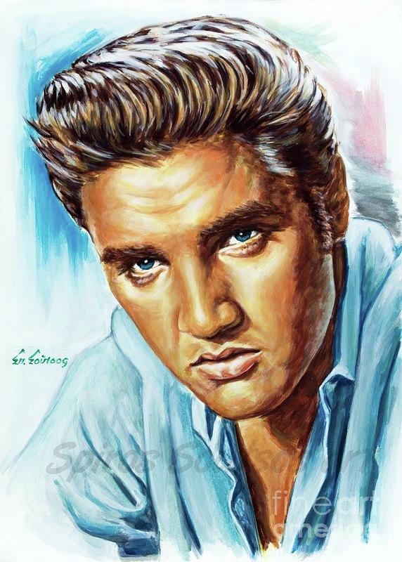Elvis Presley Original Portrait Painting Painting by Star Portraits Art