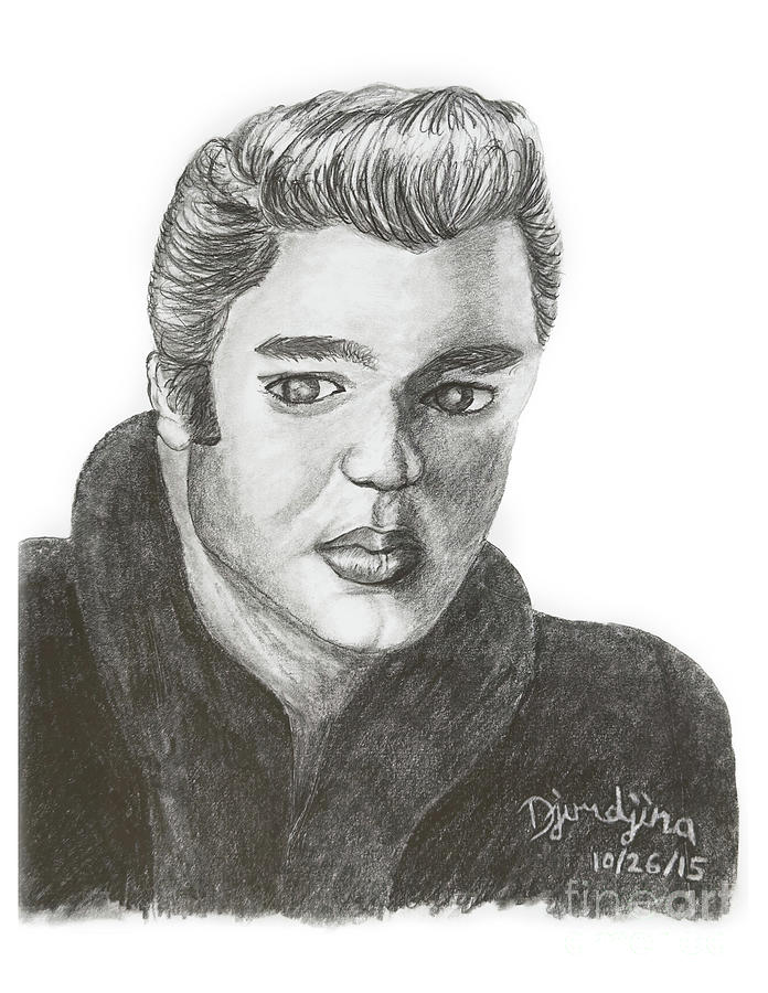 Elvis Presley pencil and charcoal drawing Drawing by Djurdjina Jovanovic