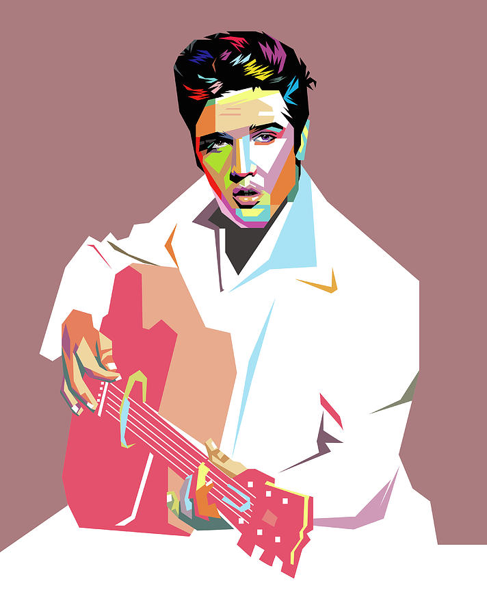 Elvis Presley Digital Art - Elvis Presley Playing Guitar Wpap Pop Art 1 by Ahmad Nusyirwan