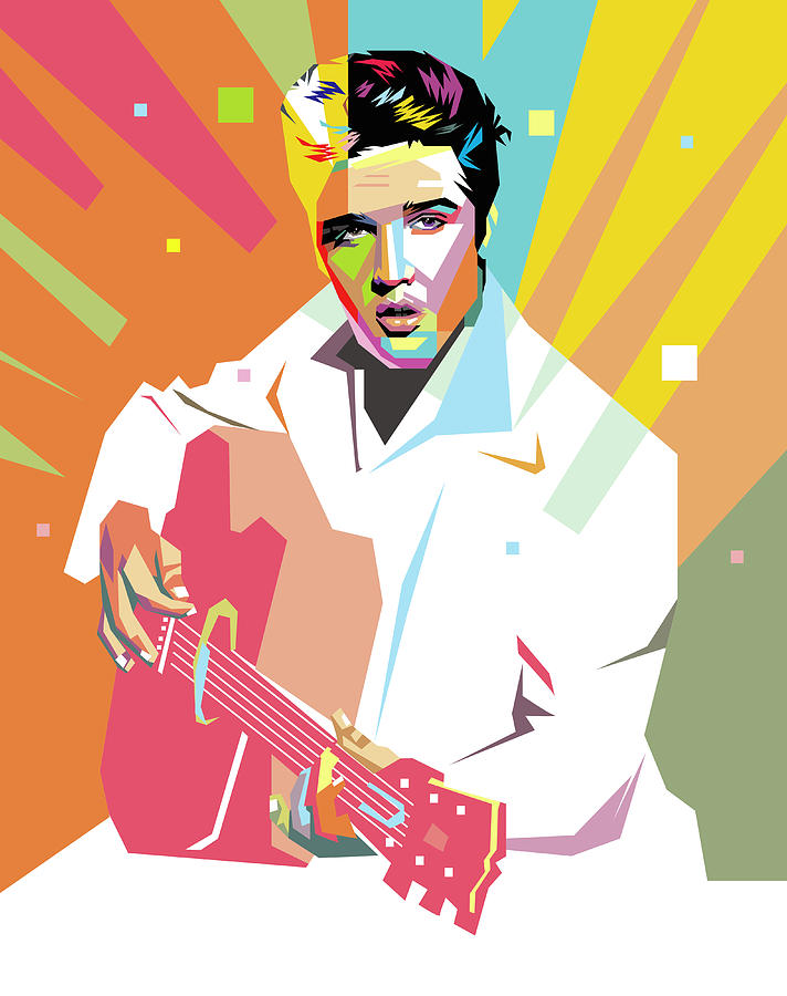 Elvis Presley Digital Art - Elvis Presley Playing Guitar Wpap Pop Art 2 by Ahmad Nusyirwan