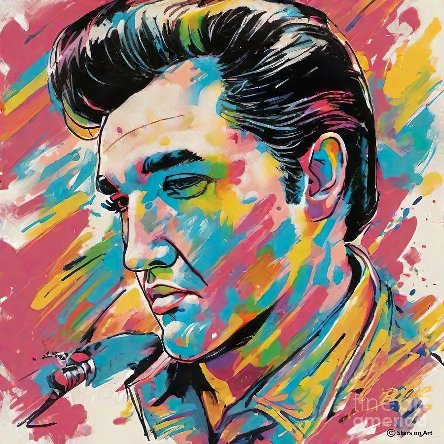 Elvis Presley portrait Digital Art by Movie World Posters