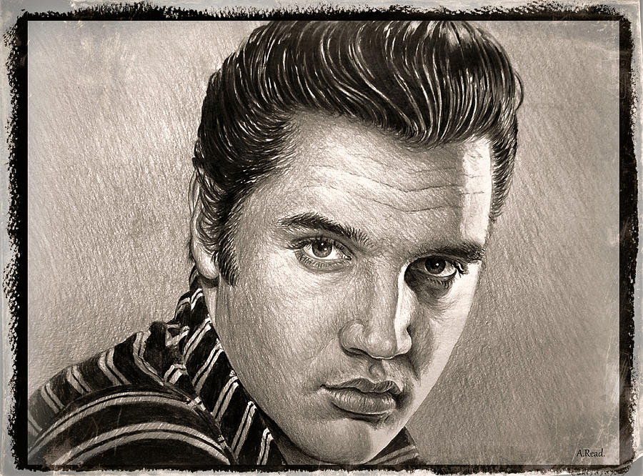 Elvis Presley sepia Drawing by Andrew Read