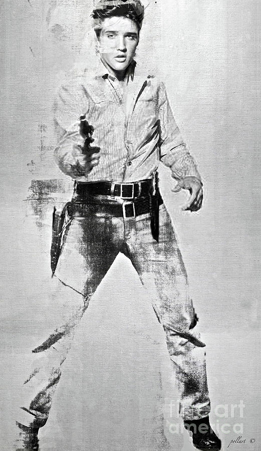 Elvis Presley Mixed Media - Elvis Presley,  silk screen on canvas, recreation cover by Thomas Pollart