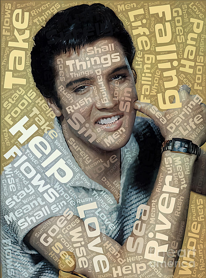 Elvis Presley text art typography portrait Digital Art by Christina F ...