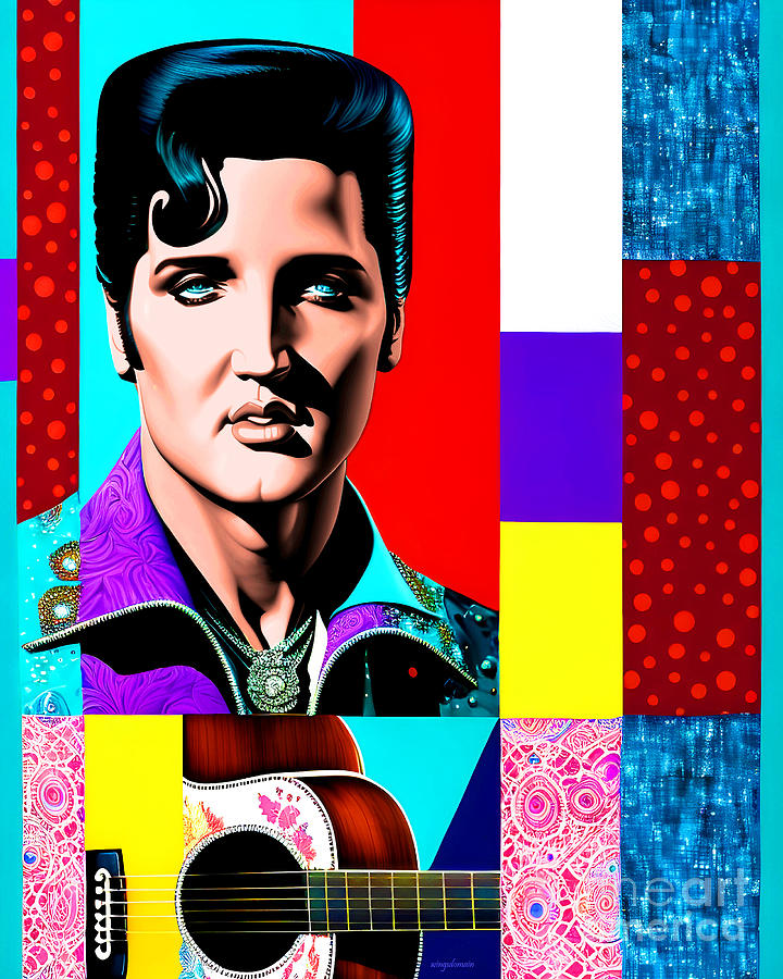 Elvis Presley The King of Rock And Roll In Abstract Geometrical Patterns 20230118c Mixed Media by Wingsdomain Art and Photography