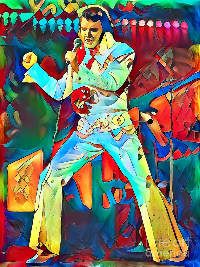Elvis Presley The King of Rock And Roll in Contemporary Vibrant Painterly Colors 20200516 Photograph by Wingsdomain Art and Photography