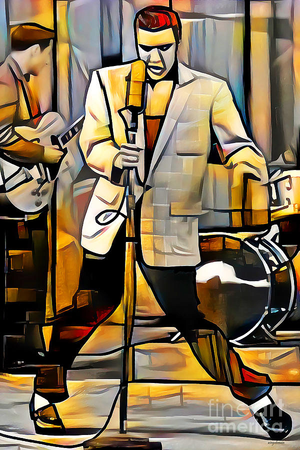 Elvis Presley The King of Rock And Roll in Vibrant Cubism Colors 20200724v4 Photograph by Wingsdomain Art and Photography