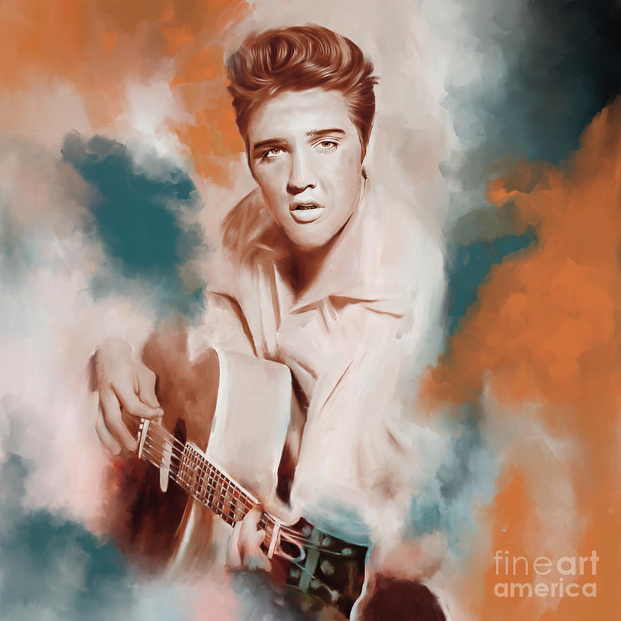 Elvis Presley with guitar  Painting by Gull G