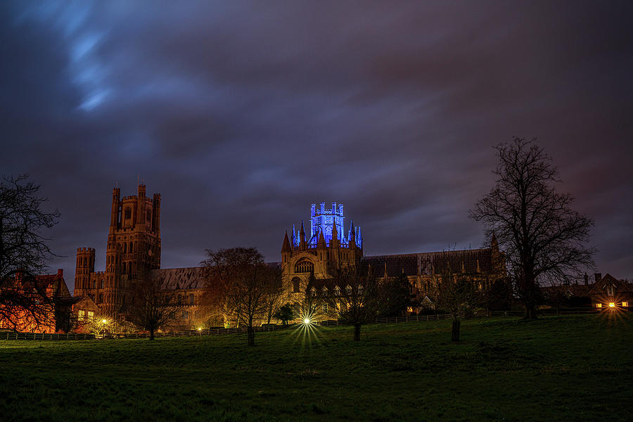 Ely Cathedral - Blue for the NHS i Photograph by James Billings