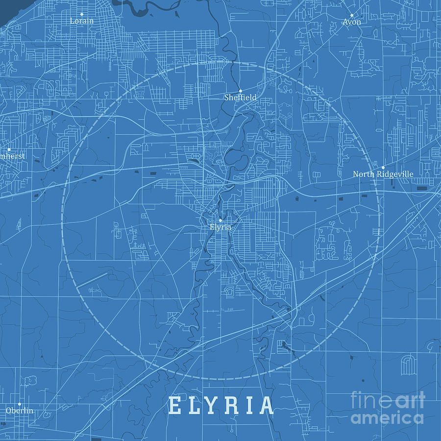 Elyria OH City Vector Road Map Blue Text Digital Art By Frank Ramspott   Elyria Oh City Vector Road Map Blue Text Frank Ramspott 