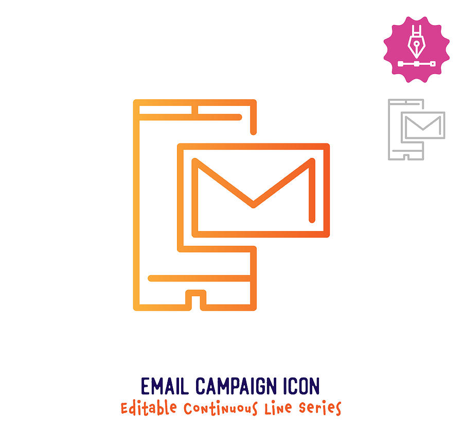 Email Campaign Continuous Line Editable Icon Drawing by Ilyast