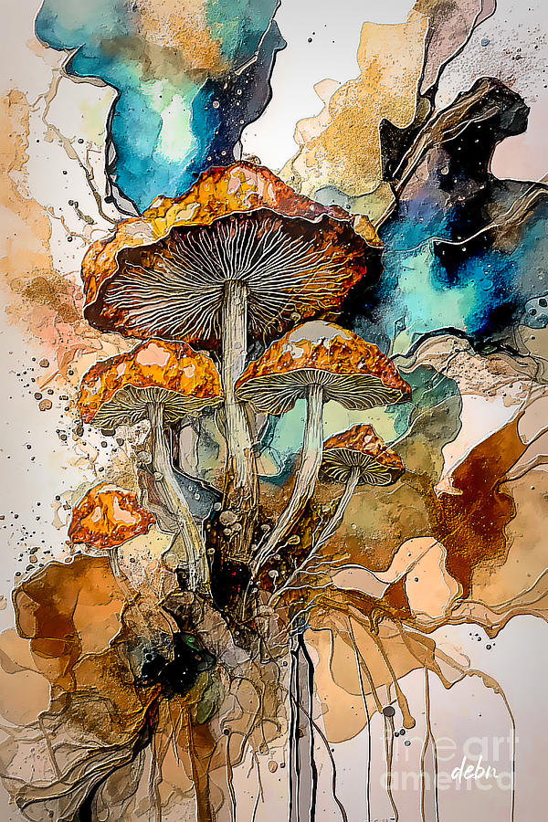 Embossed Mushrooms Digital Art by Deb Nakano