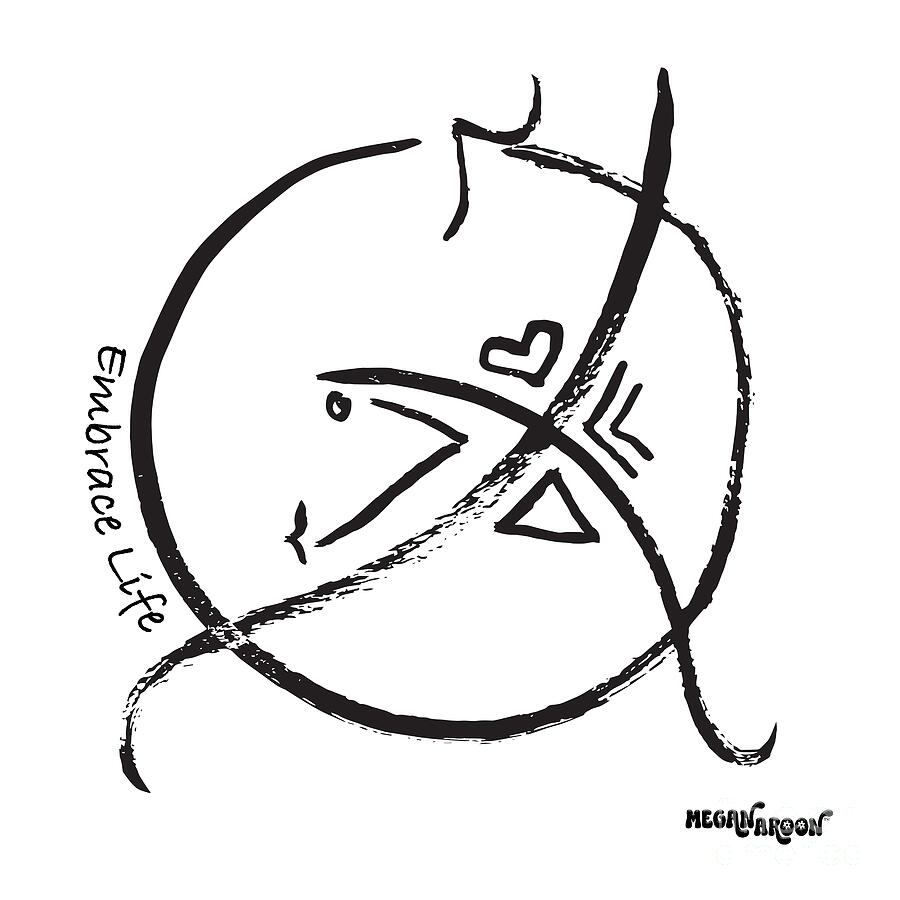 Embrace Life Enlightenment Symbol Original Hand Painted Black and White ...