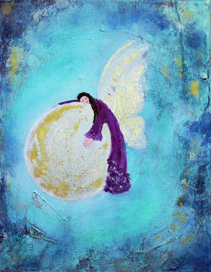 Embrace The Moon Painting by Linh Nguyen-Ng