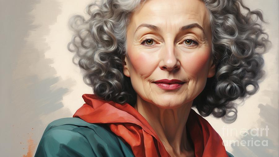 Embracing the Present A Portrait of Margaret Atwood, Wisdom, and Time Digital Art by Pablo Avanzini