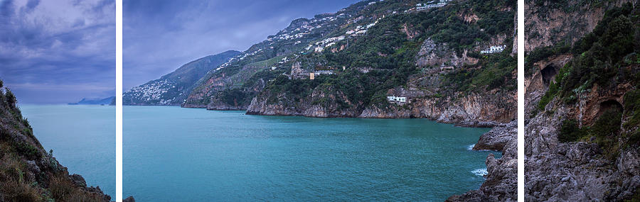 Emerald Bay In Amalfi Coast - Panorama Tryptich Photograph