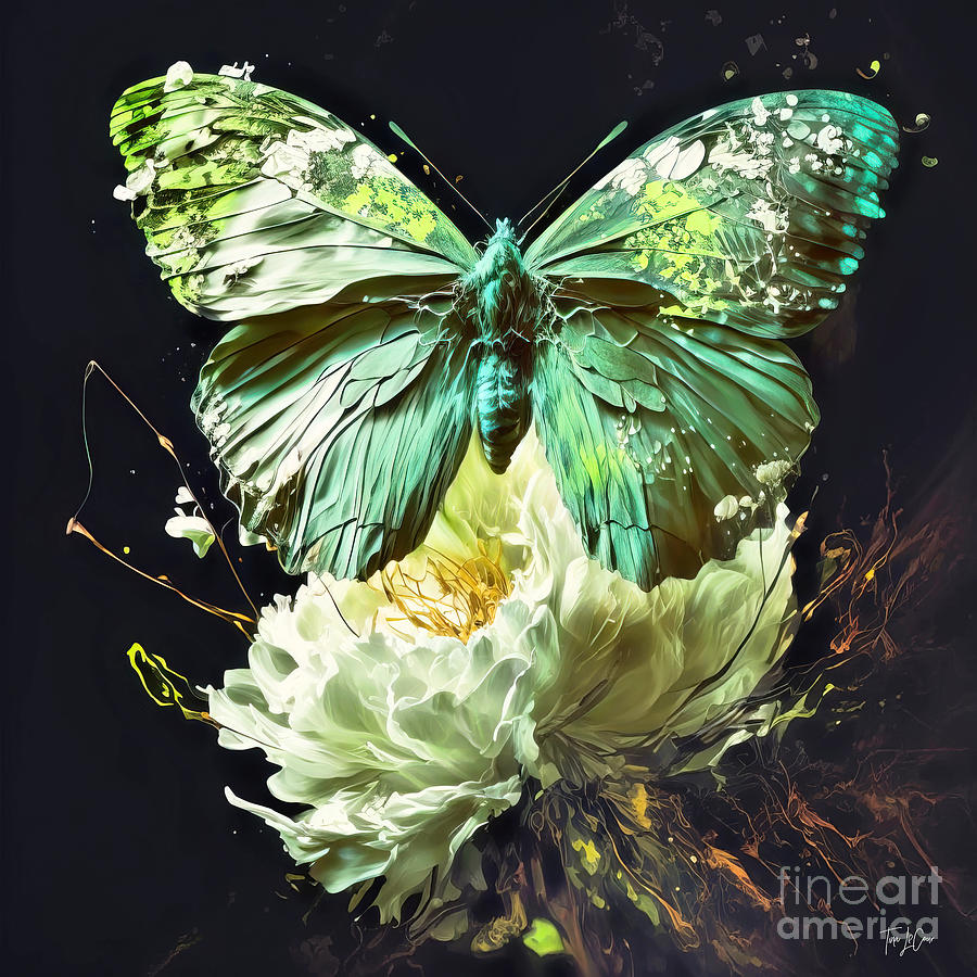 Emerald Butterfly Explosion Painting by Tina LeCour