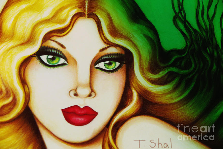 Emerald Eyes 12 Drawing by Tara Shalton