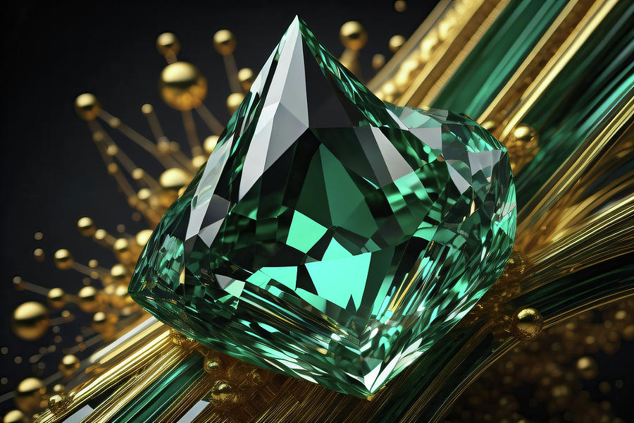 Emerald Gemstone abstract 004 Digital Art by Flees Photos
