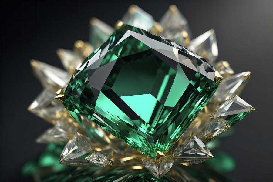 Emerald Gemstone abstract 008 Digital Art by Flees Photos