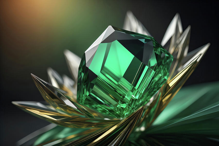 Emerald Gemstone abstract 010 Digital Art by Flees Photos