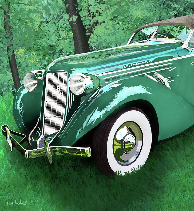 Emerald Green Auburn Speedster Digital Art by Debra Whelan - Pixels