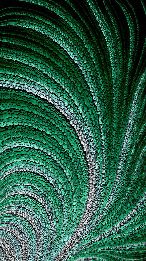 Emerald Green Fractal Feather Digital Art by Shelli Fitzpatrick