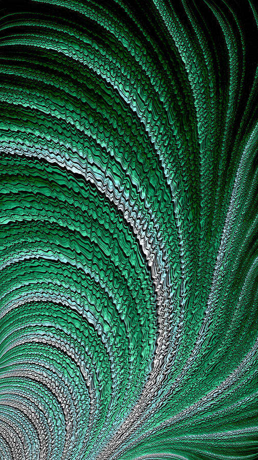 Emerald Green Fractal Feather Digital Art by Shelli Fitzpatrick - Fine