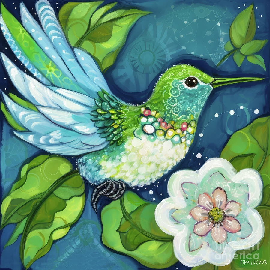 Emerald Hummingbird Painting by Tina LeCour