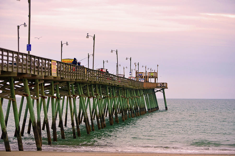 Emerald Isle Pier Side View At Sunset Photograph by Sandi OReilly