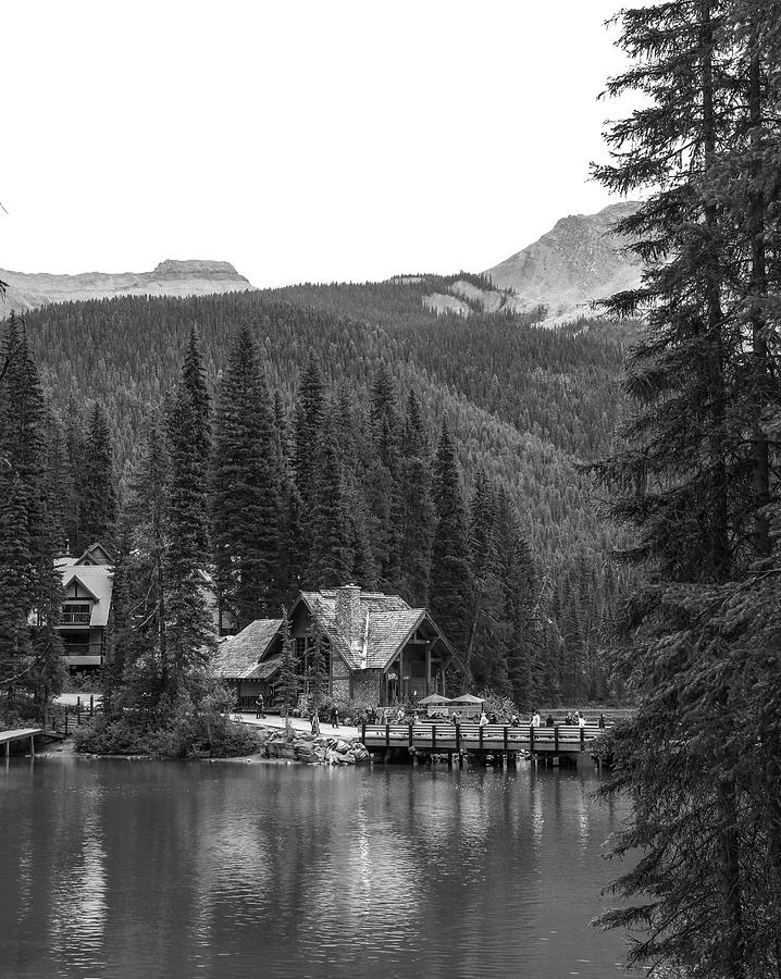 Emerald Lake Cabin Canada Black And White Photograph by Dan Sproul