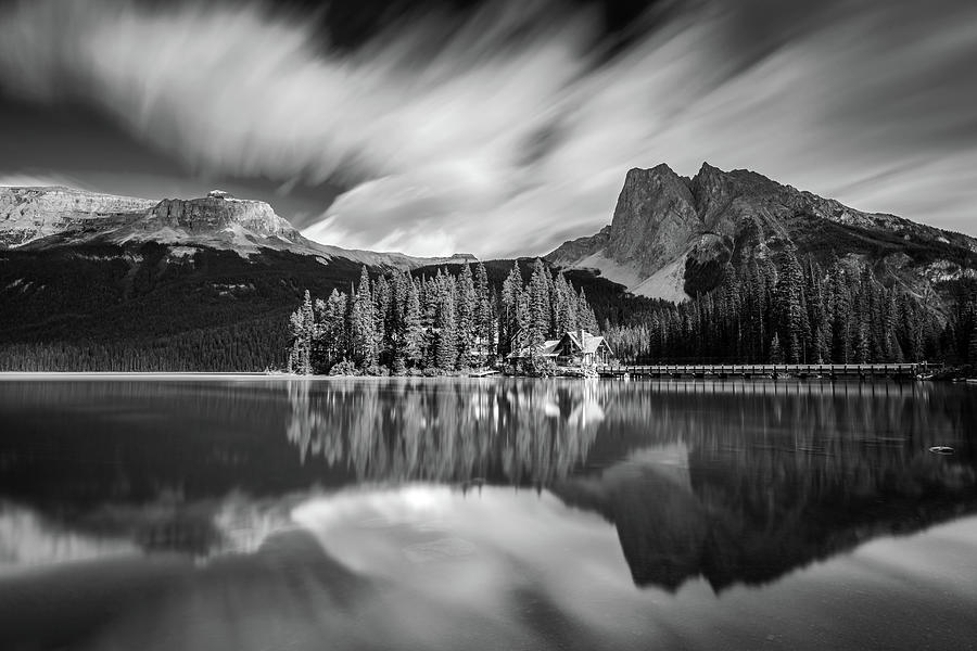 Emerald Lake in Black and White Photograph by Pierre Leclerc Photography