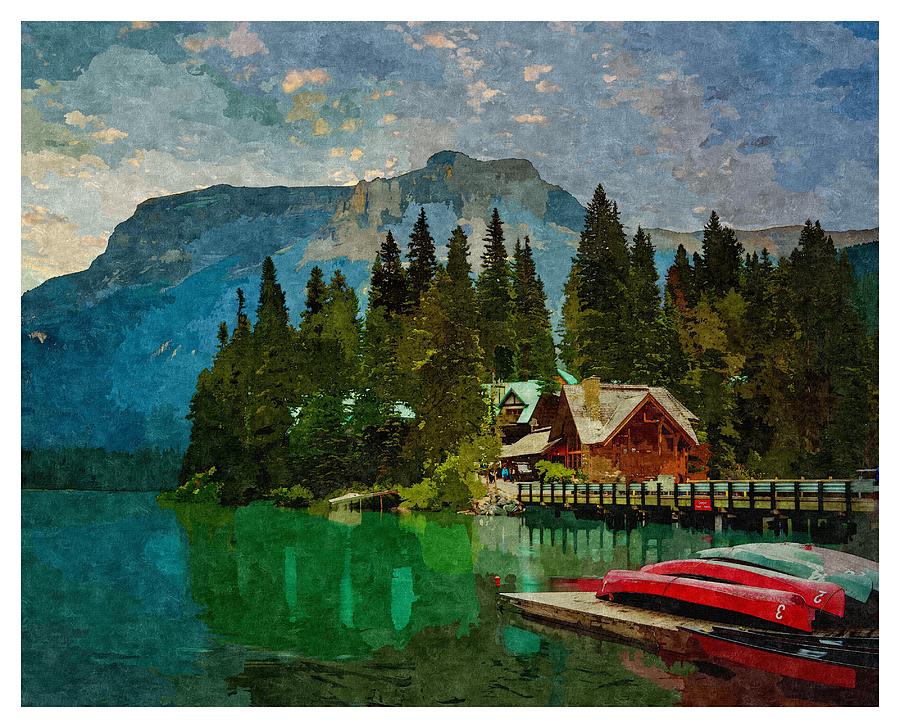 Emerald Lake Lodge in Summer in Oil Painting by David Jolly - Fine Art ...