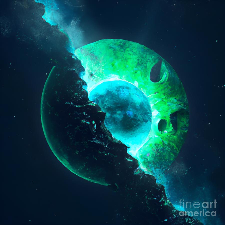 Emerald Lunar Core Cracking Open Digital Art by Christine Aka stine ...