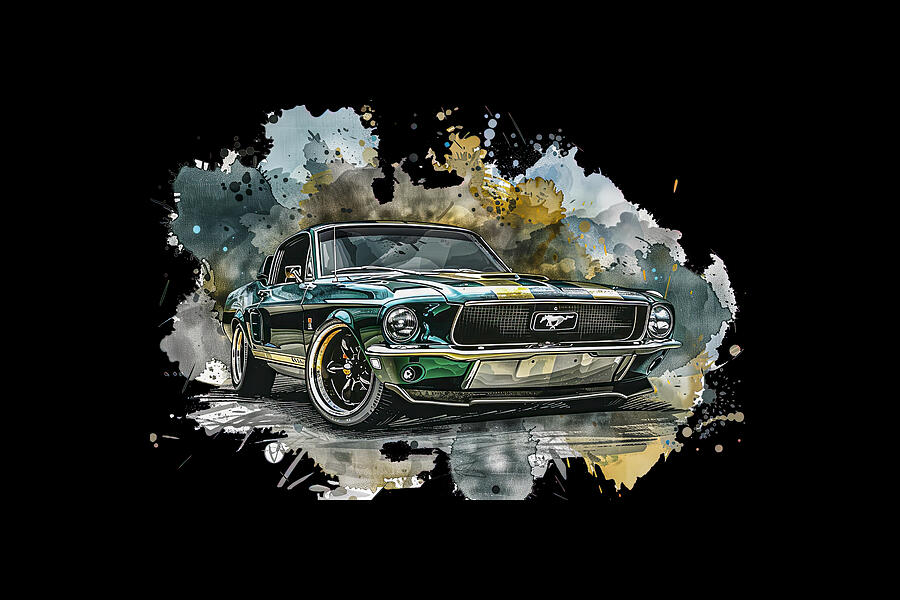 Emerald Mustang T-shirt Digital Art by Bill Posner