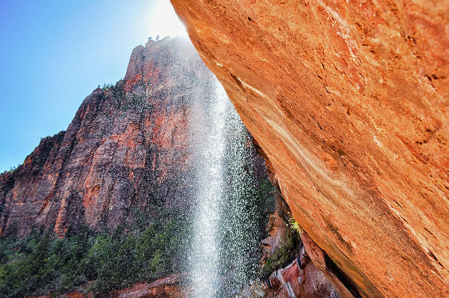 Emerald Pool Waterfall Zion Portrait Photograph by Kyle Hanson