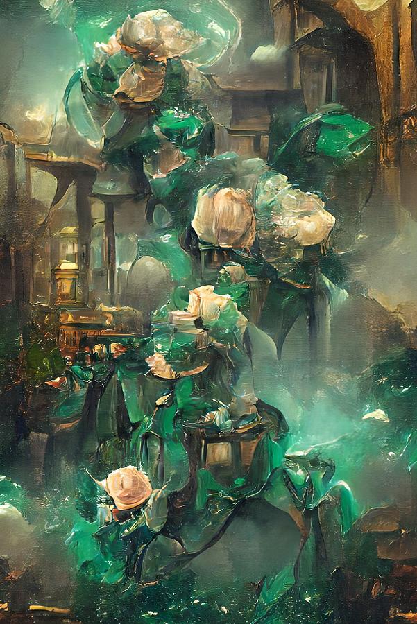 Emerald Roses Digital Art by Michelle Hoffmann